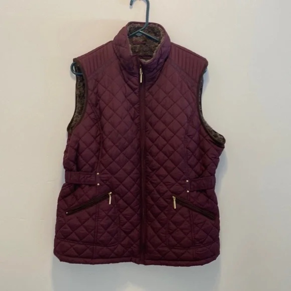 Faux fur lined puffer vest